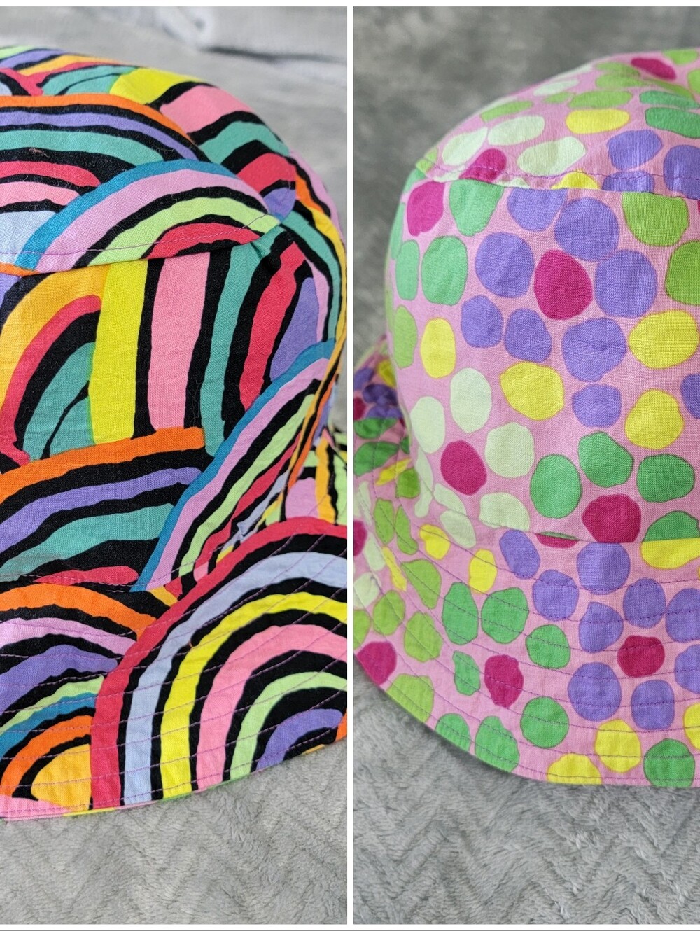 Women's Reversible Multicolor Cotton Bucket Hat Polka Dot Colorful One Size